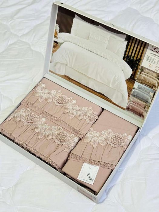 Soft cotton bed sheet set in white.

Luxury bed sheet set for double bed.

Premium bed sheets with silky touch.